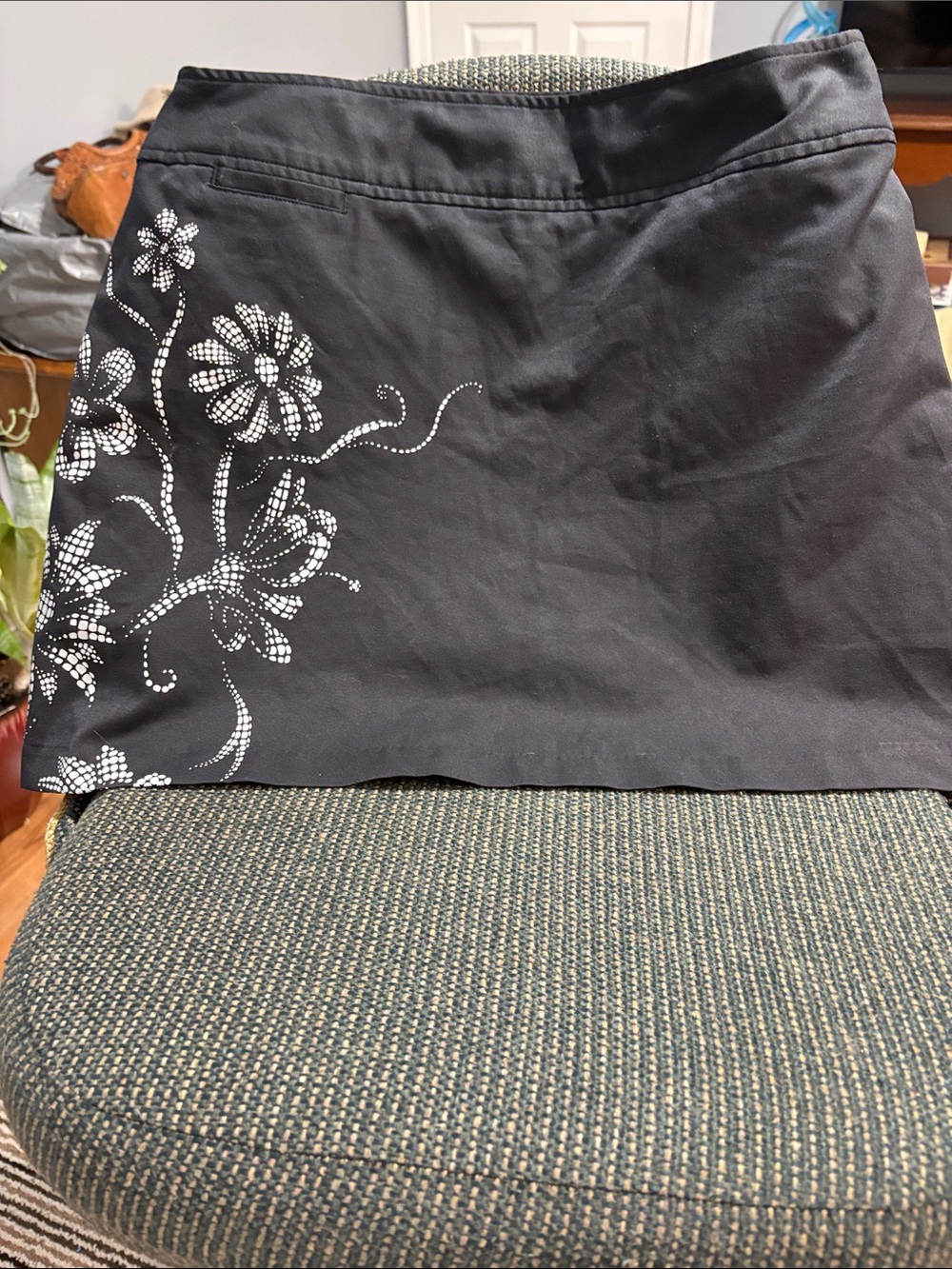Adidas Black Skort with White Floral  Detail